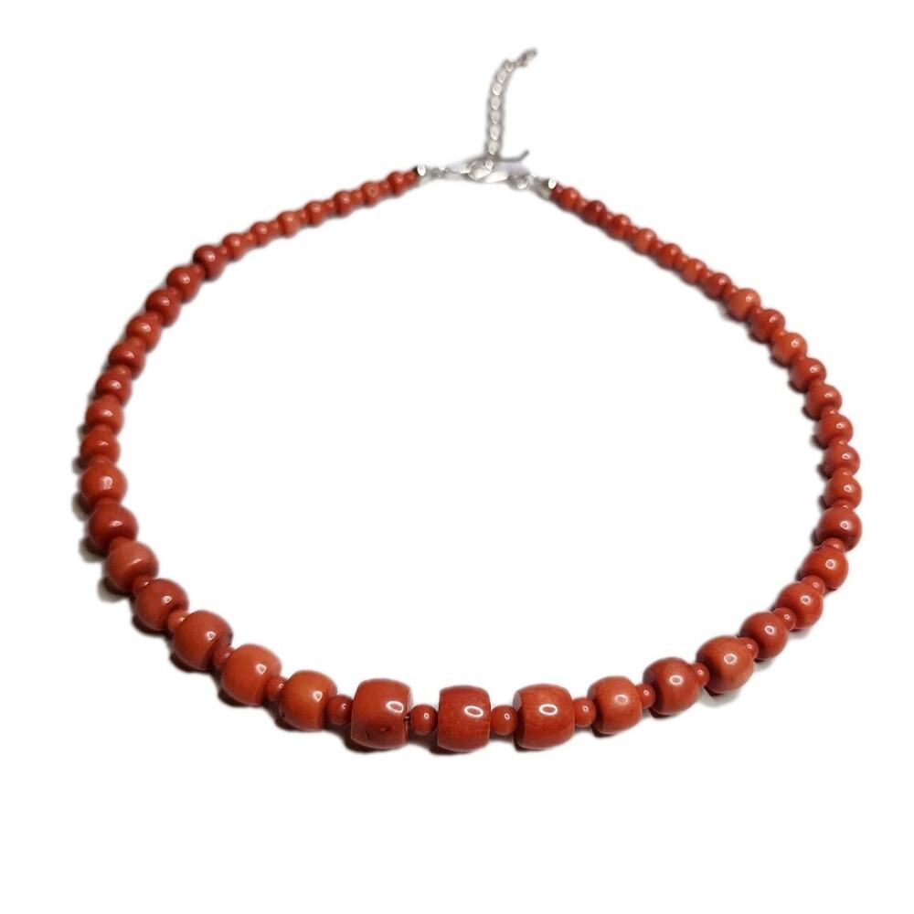 Jay King DTR Large Genuine Coral Statement Choker Necklace‎ sterling Silver 925